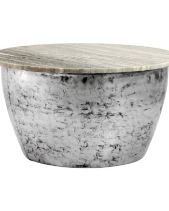 Rundt Sofabord 60 Cm   Metal Med Hvid Marmorbordplade   Moderne Designbord
