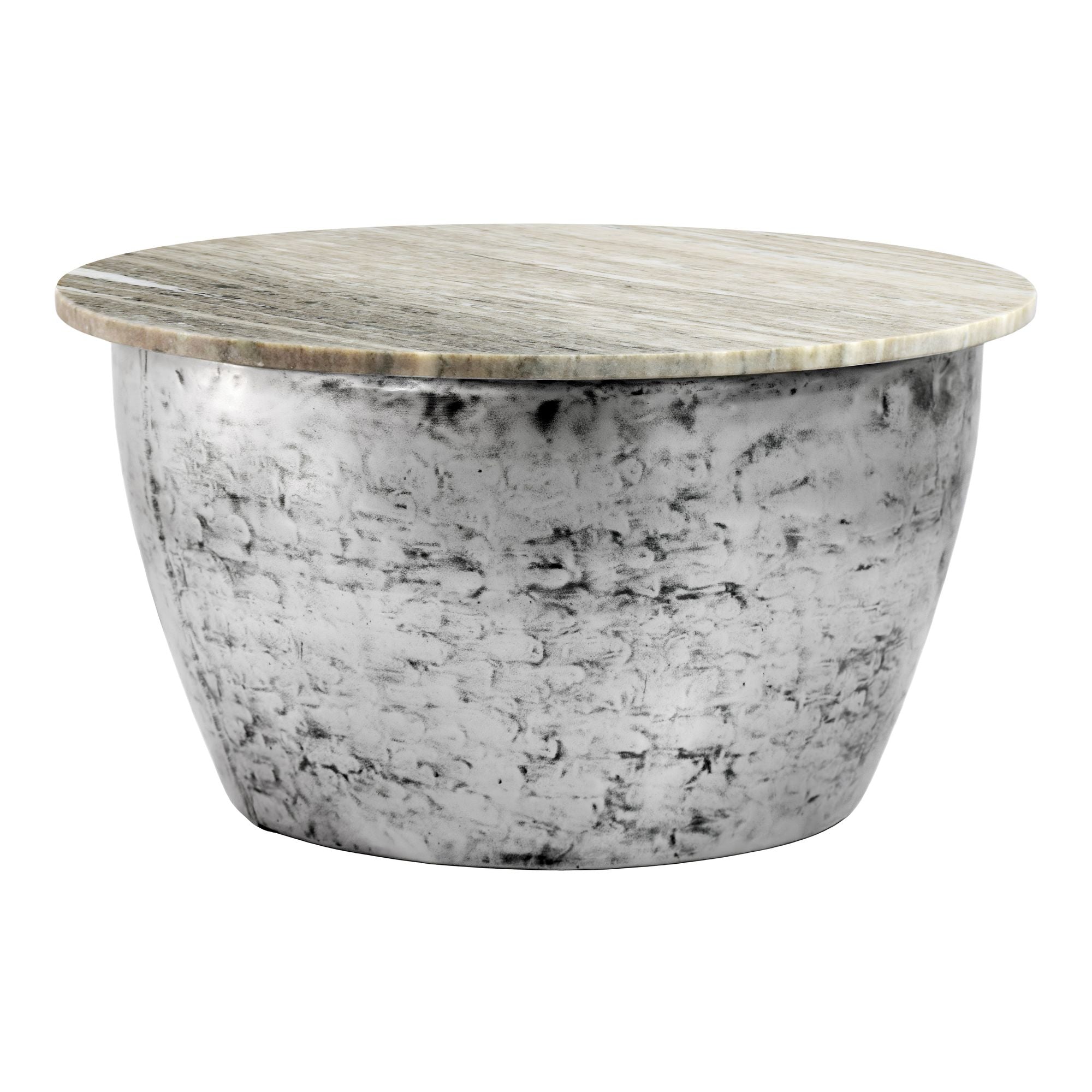 Rundt Sofabord 60 Cm Metal Med Hvid Marmorbordplade Moderne Designbord