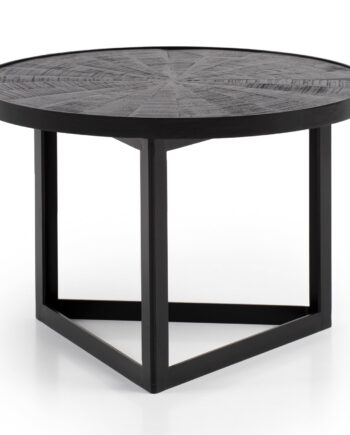 Rundt Sofabord   Massivt Mangotræ Og Sort Metal ø58 Cm