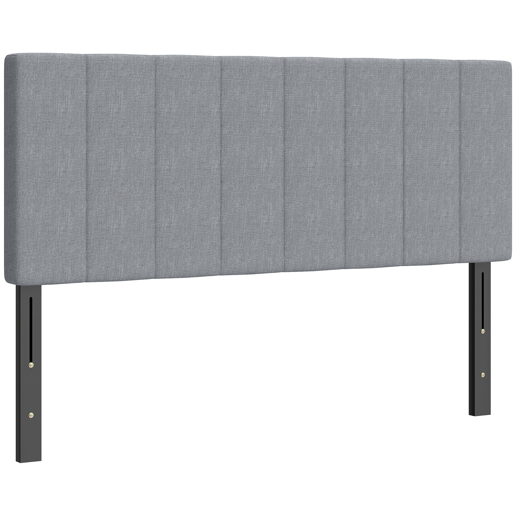 Sengegavl Med Højdejusteringer Sengegavl Med Metalben Linnedlook Til Soveværelse 160x10x106 116 126 Cm Grå
