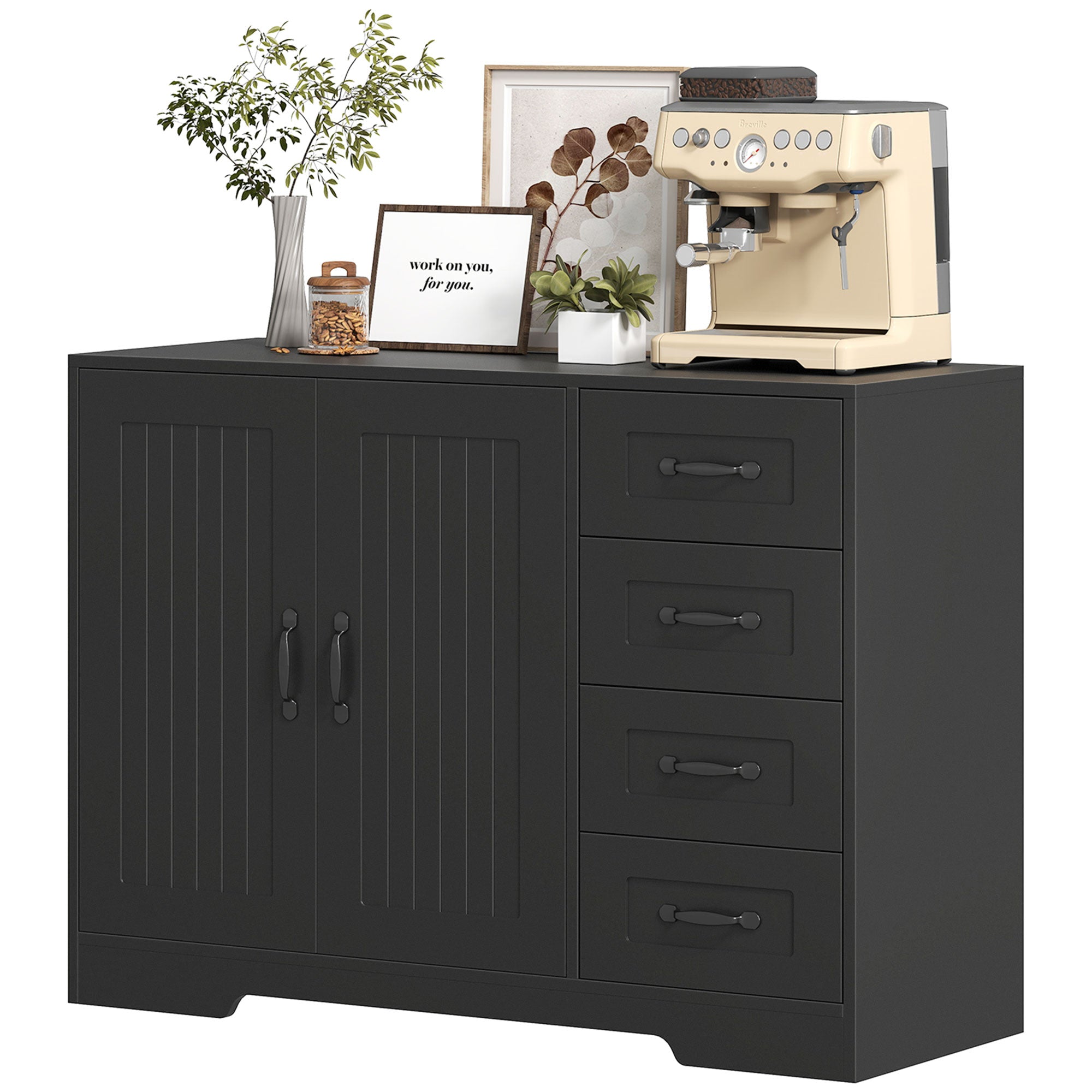 Skænk  Kommode  Moderne Stil    Skuffer    Skab  105   40   76 Cm  Sort