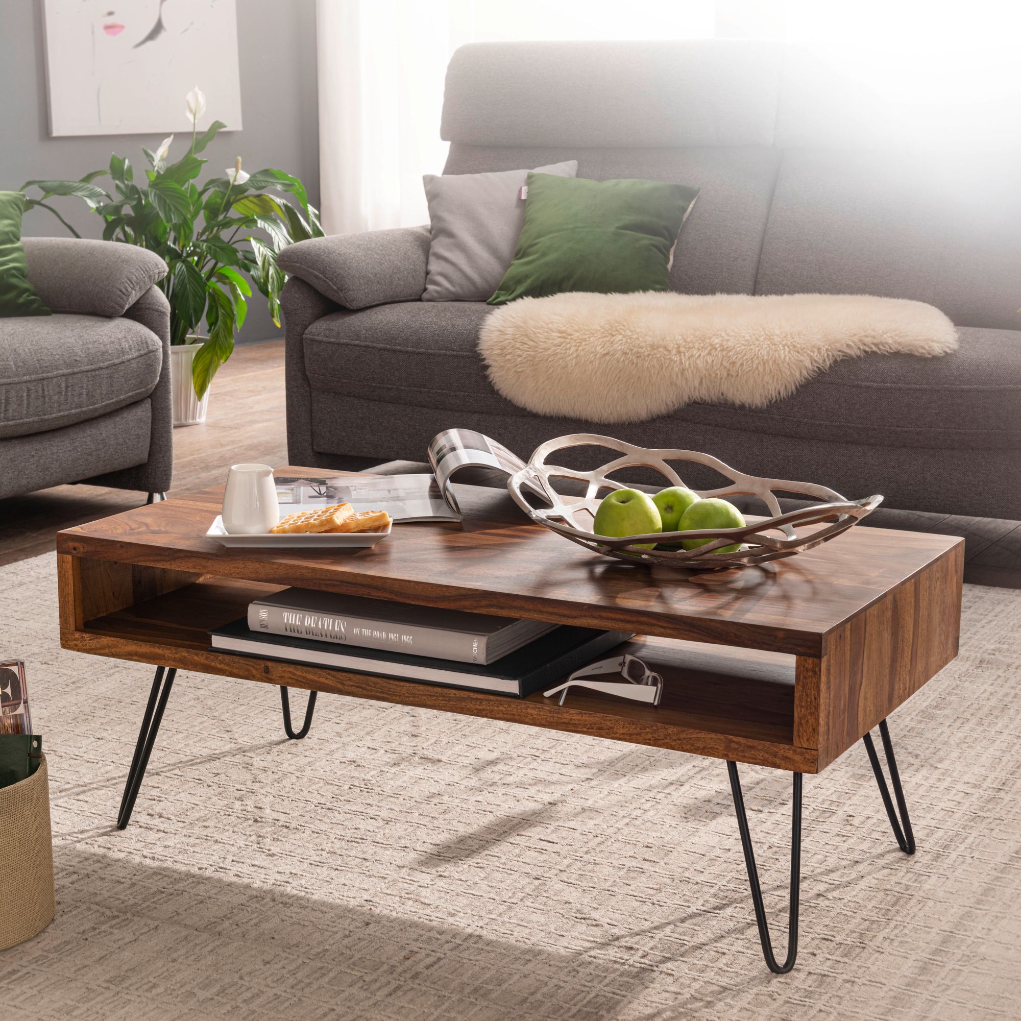 Smukt Og Elegant Sofabord   ægte Sheeshamtræ  100   40   50 Cm