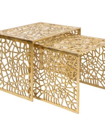 Sofabordssæt   Stk    Guldfarvet Aluminium   Moderne Designborde   Metal