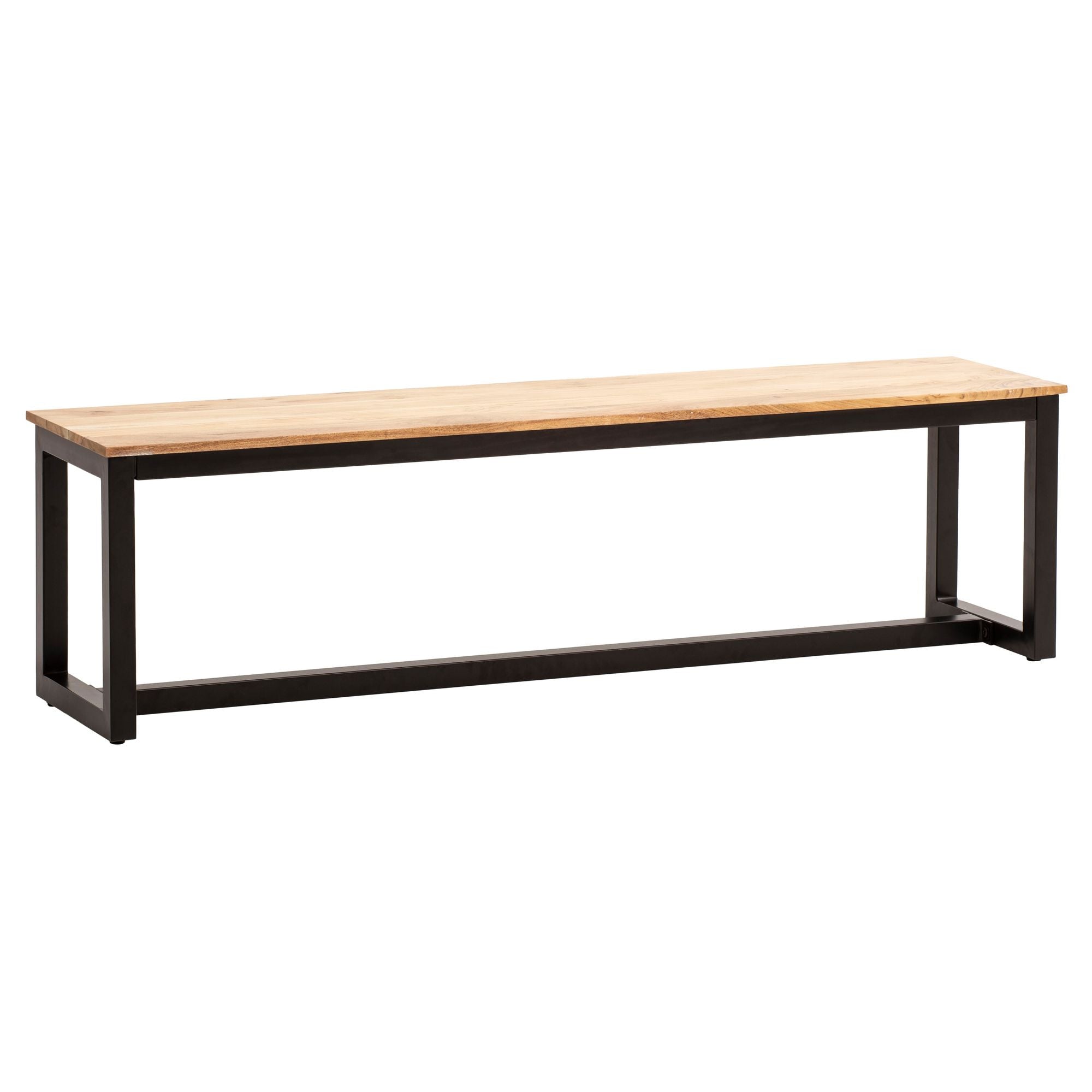 Spisebænk 160x40x45 Cm Massivt Akacietræ Metal Loftstil Spisebænk Massivt Træ Uden Ryglæn Køkkenbænk Industriel Stil Stor Spisebænk