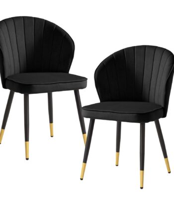 Spisebordsstole   Sort Velour Sæt Med   Metalben