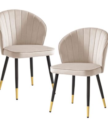 Spisestolssæt Med    Fløjlsbeige  Køkkenstol Med Metalben  Skalstol  Skandinavisk Design  Polstret Stol Med Stofbetræk  Polstret Stol
