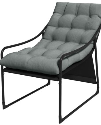 Udendørs Lounge  Tykke Hynder  Stel   Rustfrit Stål  62b   110d   88h Cm  Grå Sort