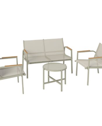 Vejrbestandigt Havemøbelsæt   Metal  Siddegruppe Til   Personer  Havelounge Med  -personers Sofa    Lænestole  Sidebord  Grøn