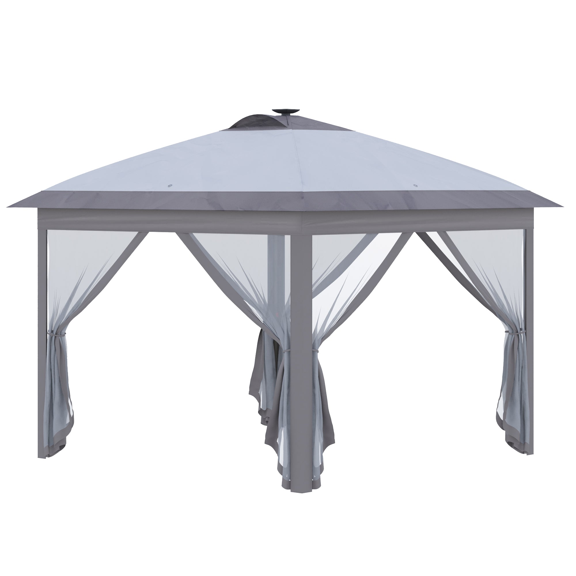 Foldbar Pavillon Med Led-belysning Netgardiner Bæretaske Grå