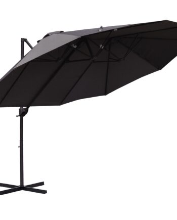 Parasol Med Krydsstativ Inklusive Håndsving  Vejrbestandig  270 Cm   440 Cm   250 Cm  Grå