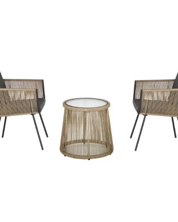 -delt Siddesæt    Stole  Sidebord  Sæde- Og Ryghynder  Bordplade Af Hærdet Glas  Syntetisk Rattan  Grå
