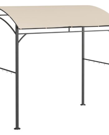 Grillpavillon  Grillbaldakin  Regnslag  Kroge Til Redskaber  Stålramme  Beige Sort  215   150   182 220 Cm