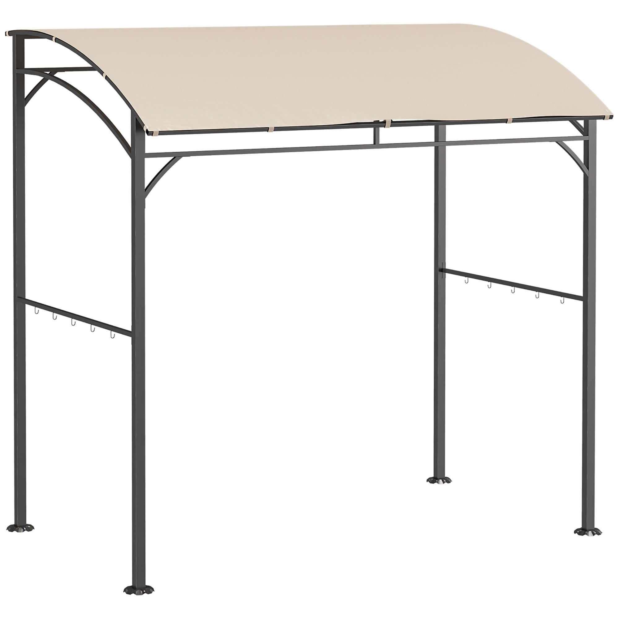 Grillpavillon Grillbaldakin Regnslag Kroge Til Redskaber Stålramme Beige Sort 215 150 182 220 Cm