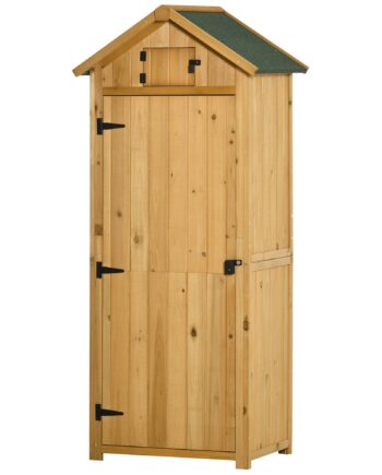 Haveskab Havehus Redskabsskur Med Hylder Asfalt Tagvindue Træ Gul Grøn 77   54     179 Cm