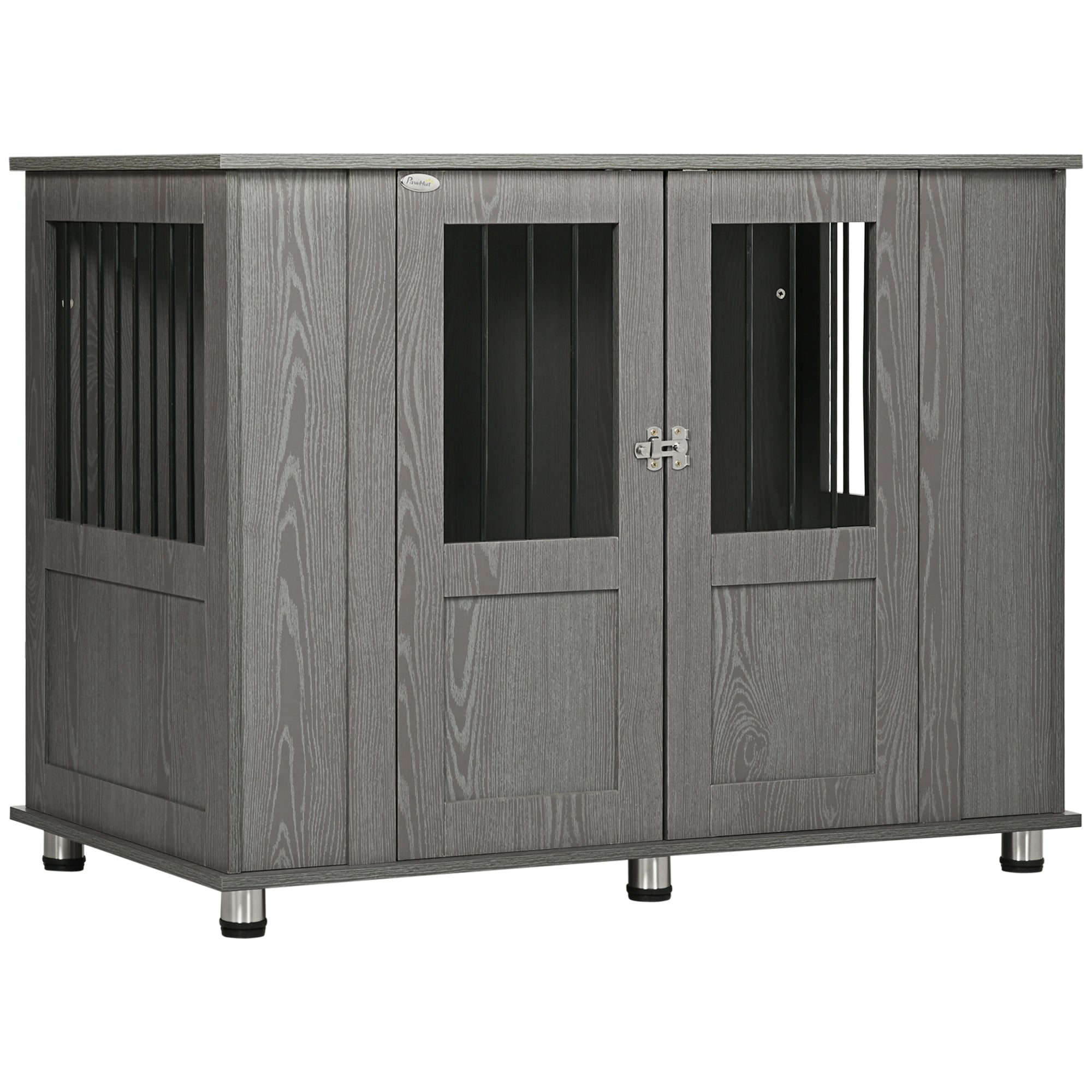 Hundebur Hundekasse Døre Inklusive Lås 114 Cm 60 Cm 82 Cm Grå