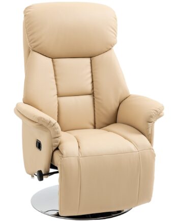 Lænestol Med Justerbar Lænefunktion  Læderlook  Fodstøtte  Op Til 150 Kg  78   80   109 Cm  Beige