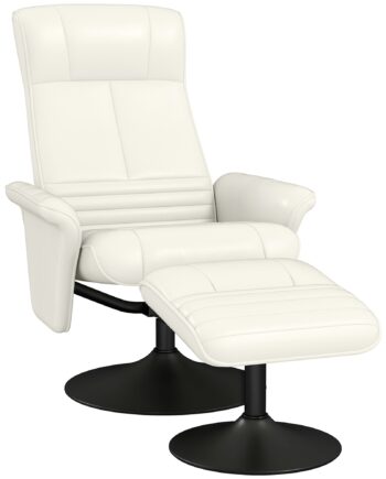 Lænestol Med Justerbar Lænestol  Tv-lænestol Med Fodskammel  Drejelig  Ergonomisk  Mikrofiberlook  Op Til 150 Kg  Cremehvid