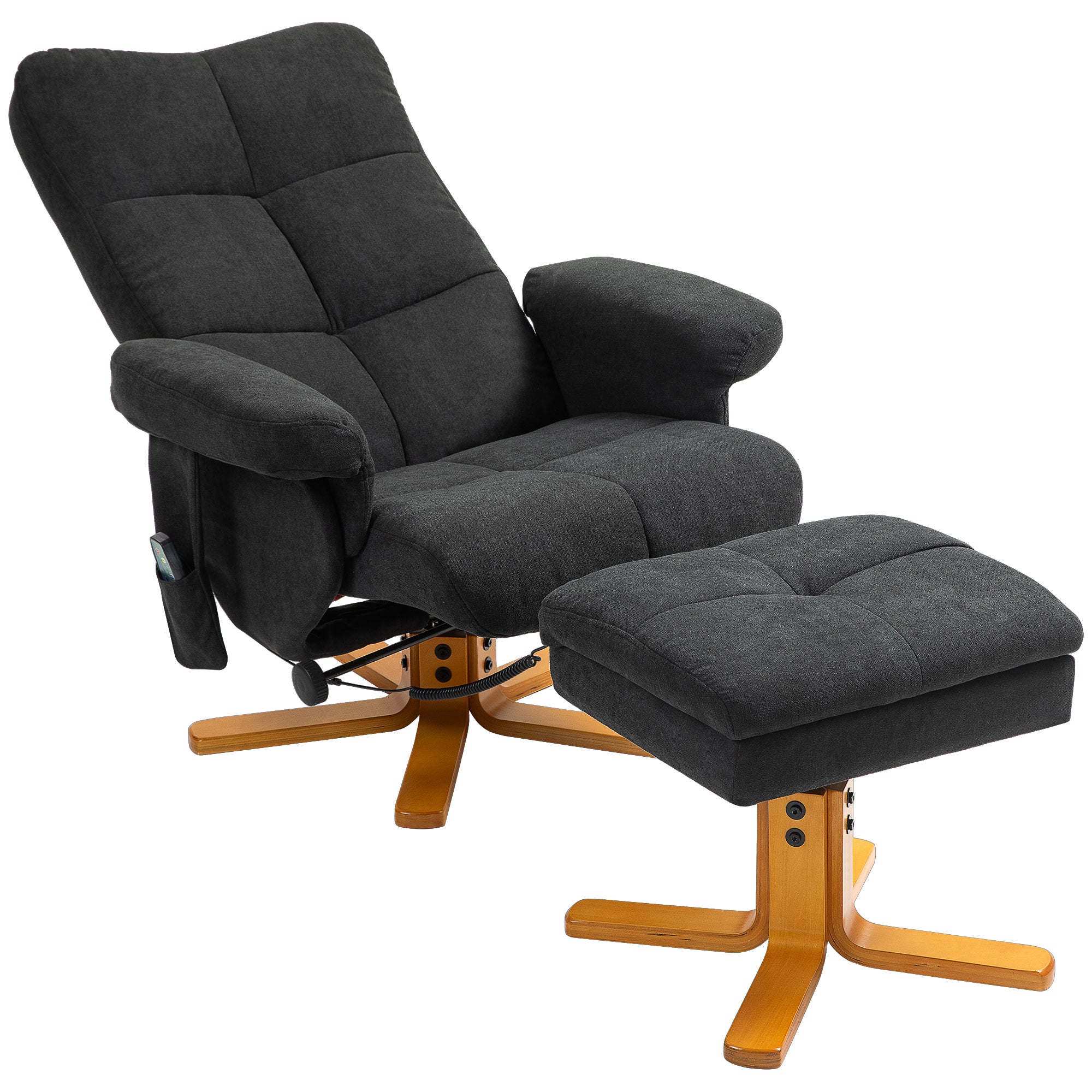 Massagestol Med Lænefunktion Og Fodskammel 145â Vipning Polyester 80 86 99 Cm Sort