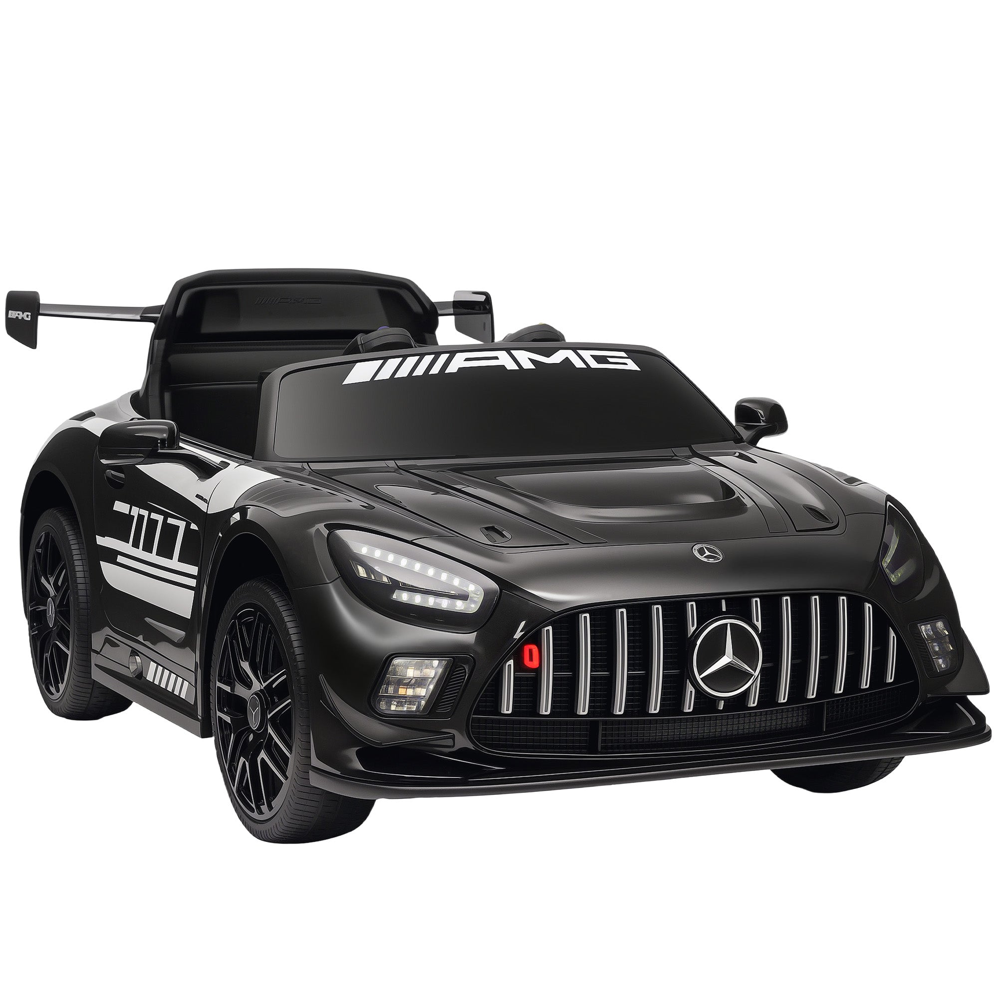 Mercedes Elektrisk Børnekøretøj  12v Batteri  Led-lys  Musikfunktion  Horn  Alder  -   Sort