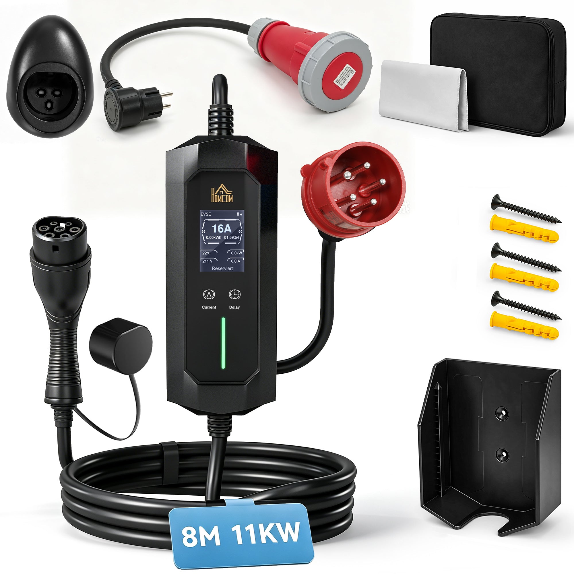 Mobil Vægboks 11kw 8m Type Cee -16a Til Type Ip65 Til Elbiler Med Hybridladning