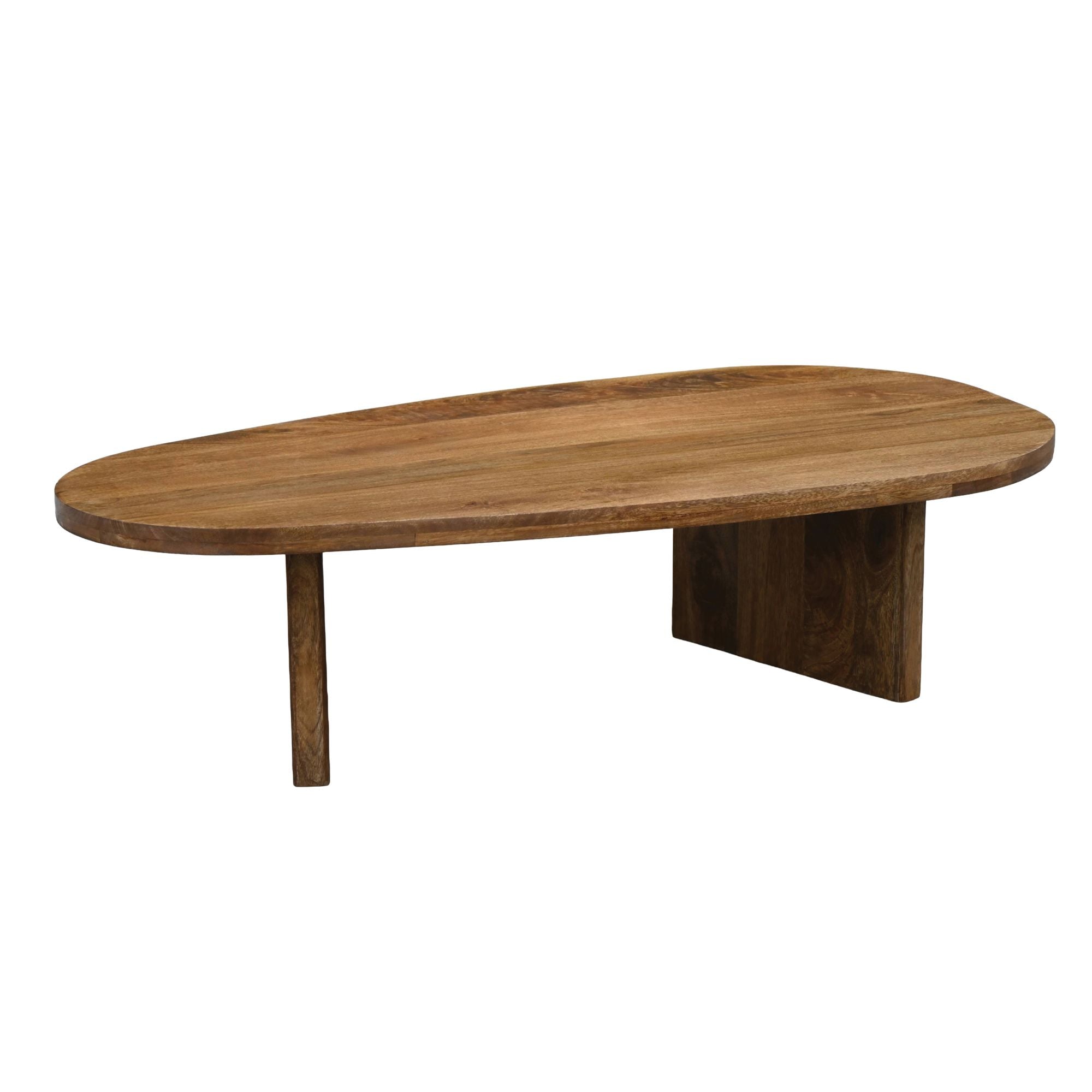 Ovalt Sofabord 120 Cm Massivt Mangotræ Håndlavet Designbord Med Afrundede Former