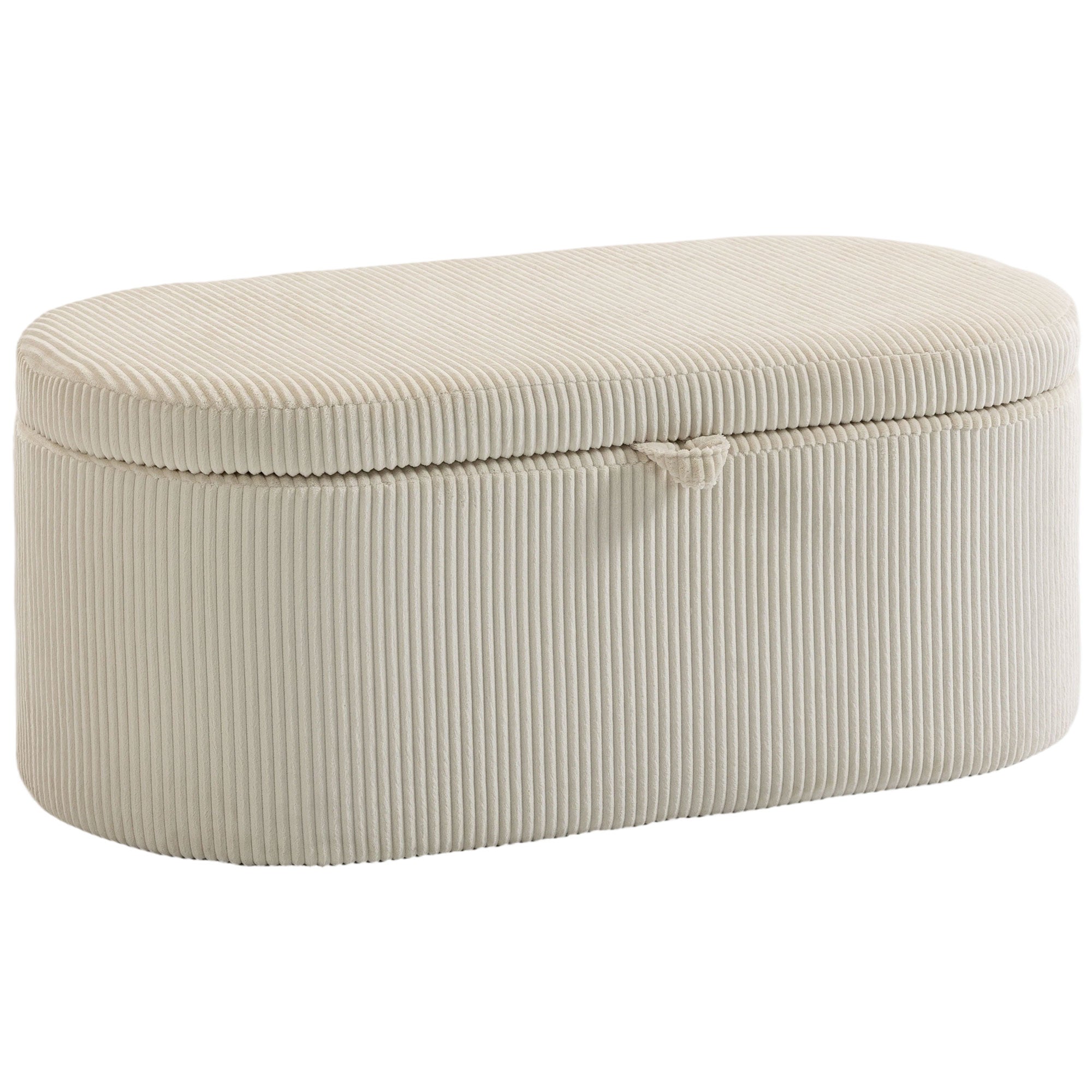 Puf Med Opbevaring  Fløjlspolstring Med Polstret Sæde  Bænk Ved Foden Af Sengen  105   51   49 Cm  Beige