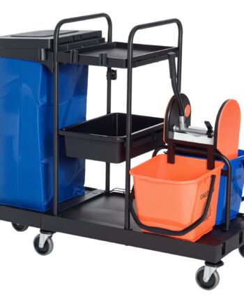 Rengøringsvogn Moppevognssystemvogn Med   Letløbende Hjul Sort Blå Orange 111    63      103 Cm