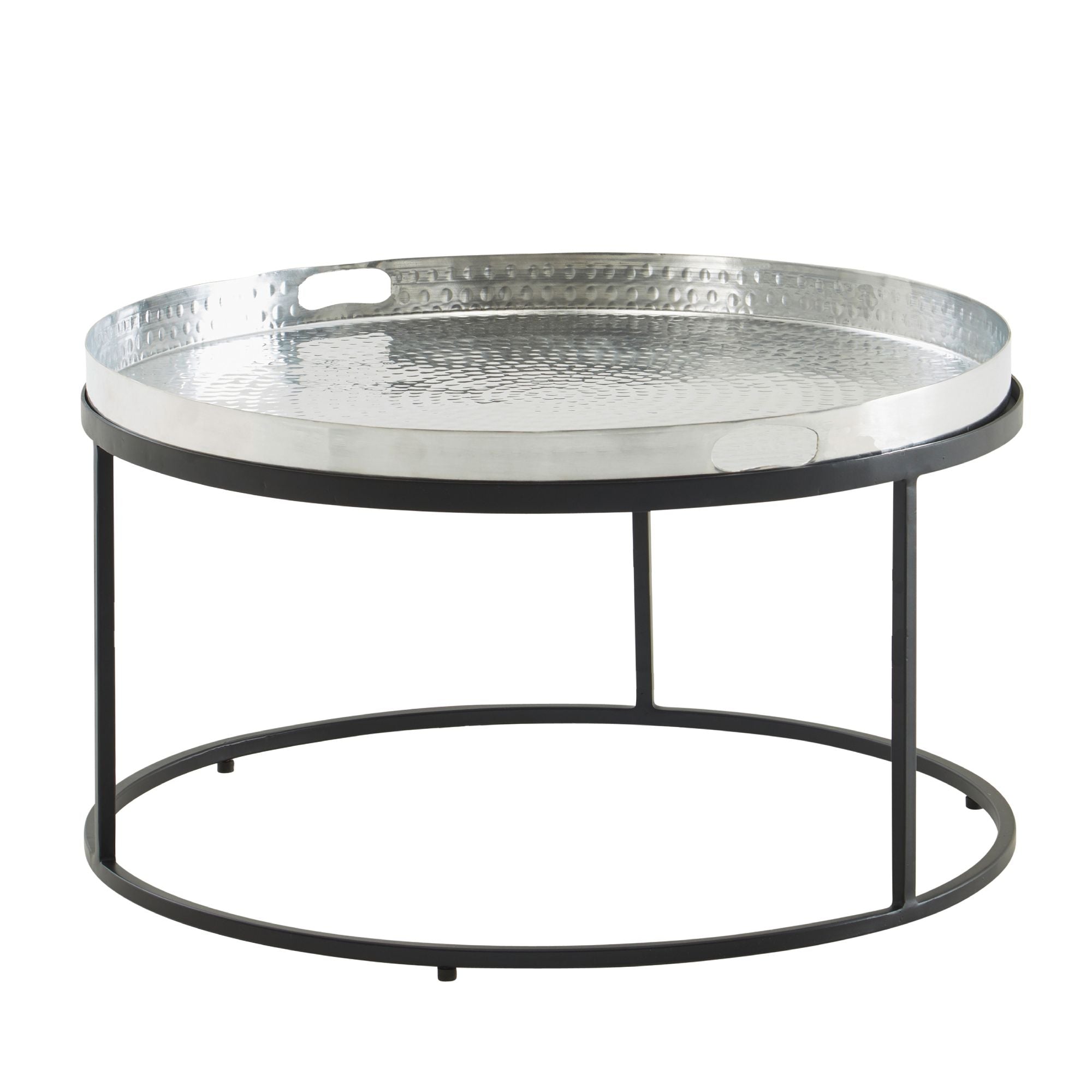 Rundt Sofabord   Aluminium Med Aftagelig Bakke ø62 Cm Sølv Sort