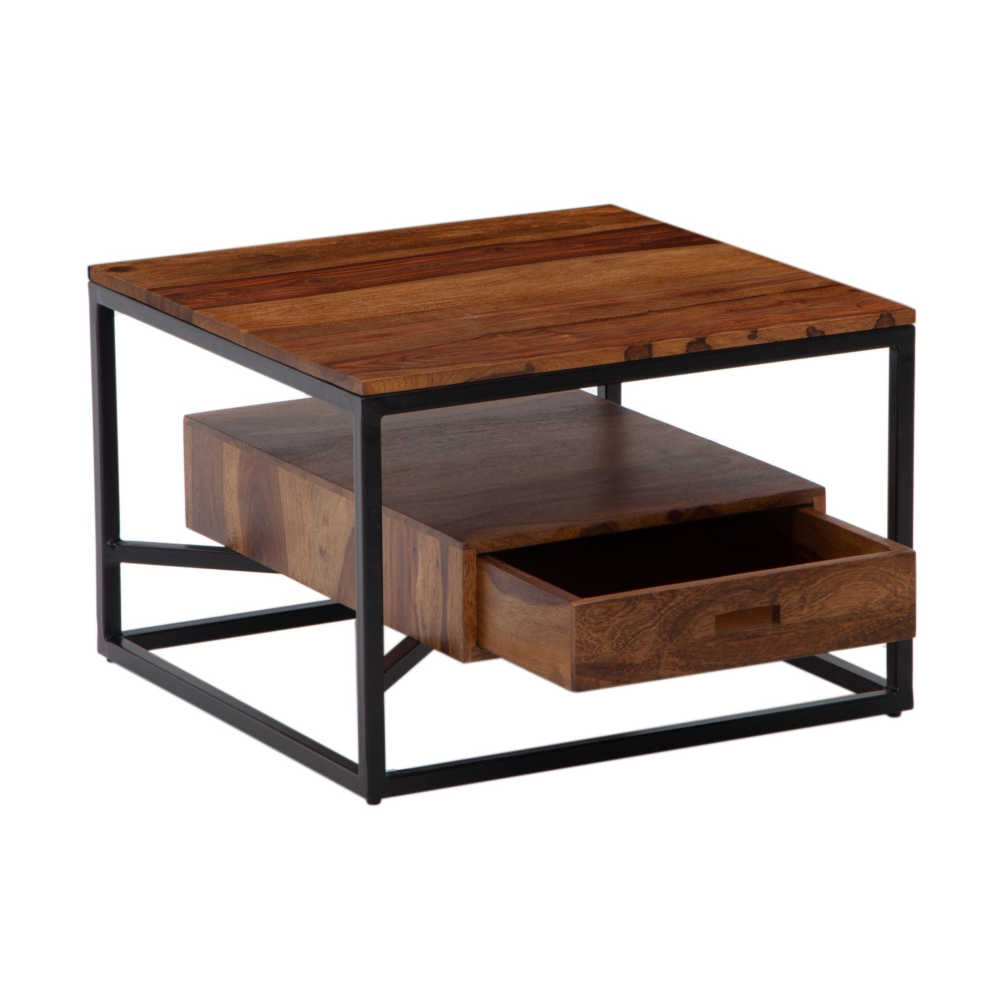 Sofabord 60x60x40 Cm Massivt Sheeshamtræ Metal Firkantet Sofabord Designer Sofabord Med Skuffe Til Stuen Lille Sidebord Moderne Stuebord