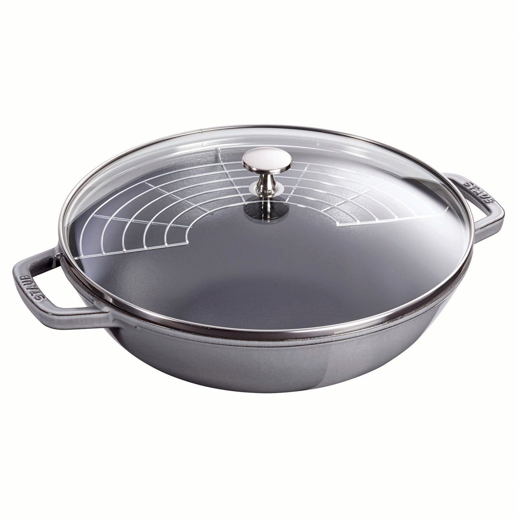 Staub Wok Med Glaslåg 30 Cm  Grå