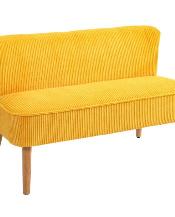To-personers Sofa  Elegant Skandinavisk Design  Massivt Træstel  Op Til 150 Kg  117   56     77 Cm  Gul