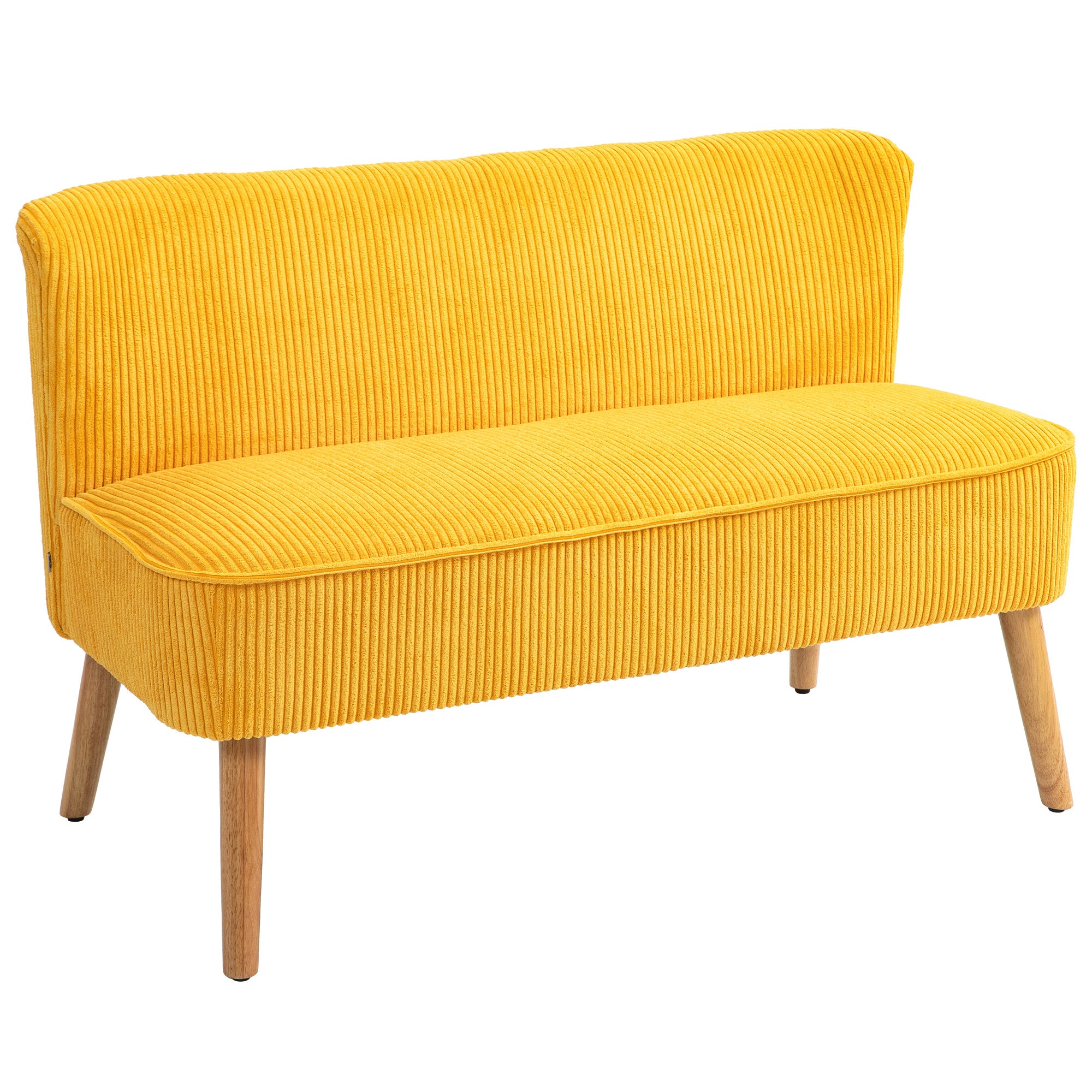 To-personers Sofa  Elegant Skandinavisk Design  Massivt Træstel  Op Til 150 Kg  117   56     77 Cm  Gul