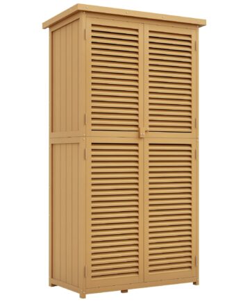 Vejrbestandig Havekommode    Aflåselige Døre  Fyrretræ  87l   46 5b   160h Cm  Lysegul
