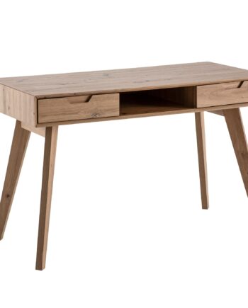 120x55x77 Cm Egetræsskrivebord Med Opbevaringsplads  Skandinavisk Designkontorbord Med Skuffer