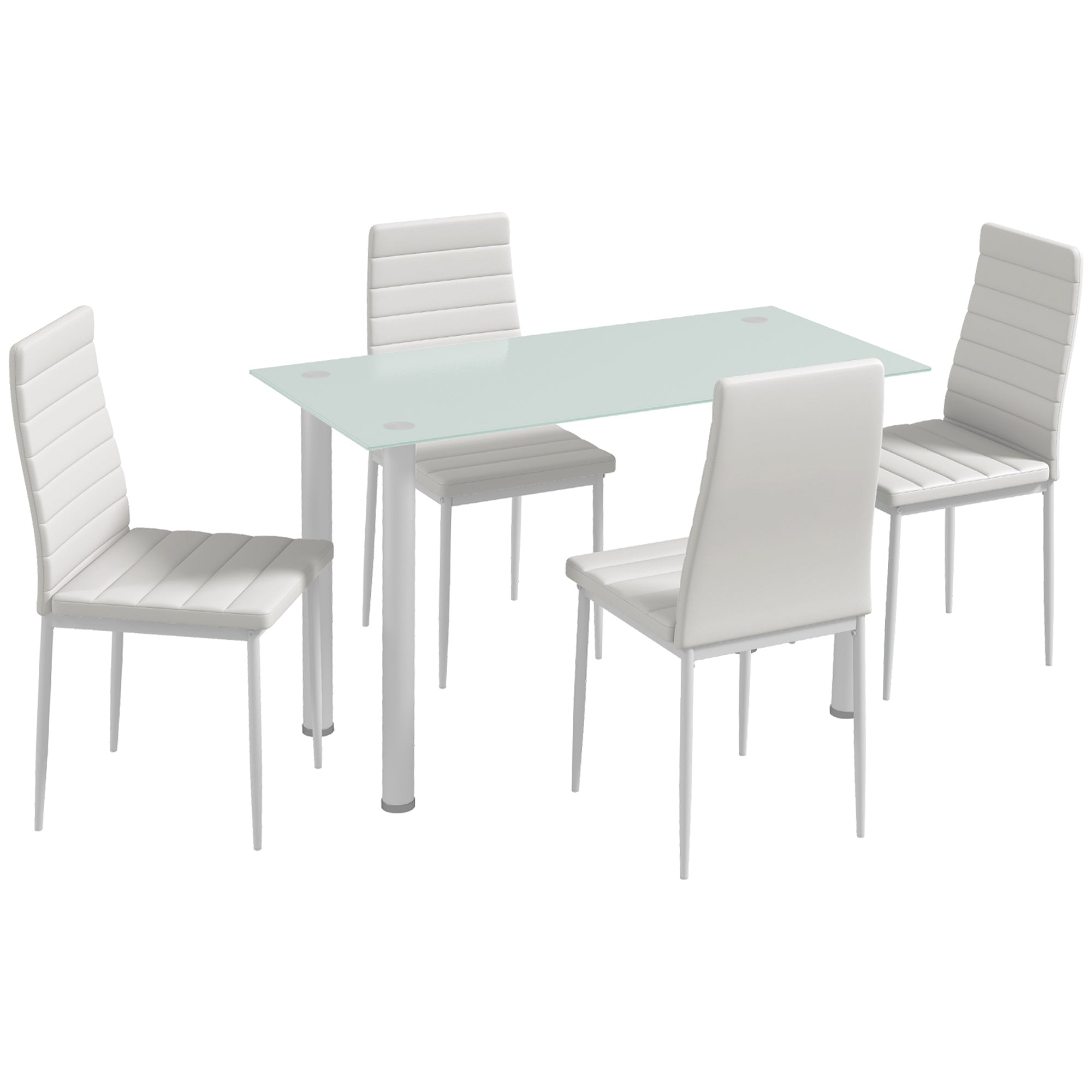 -delt Spisebordssæt Siddegruppe Spisebord Med Stole Moderne Design Glasbord Hvid
