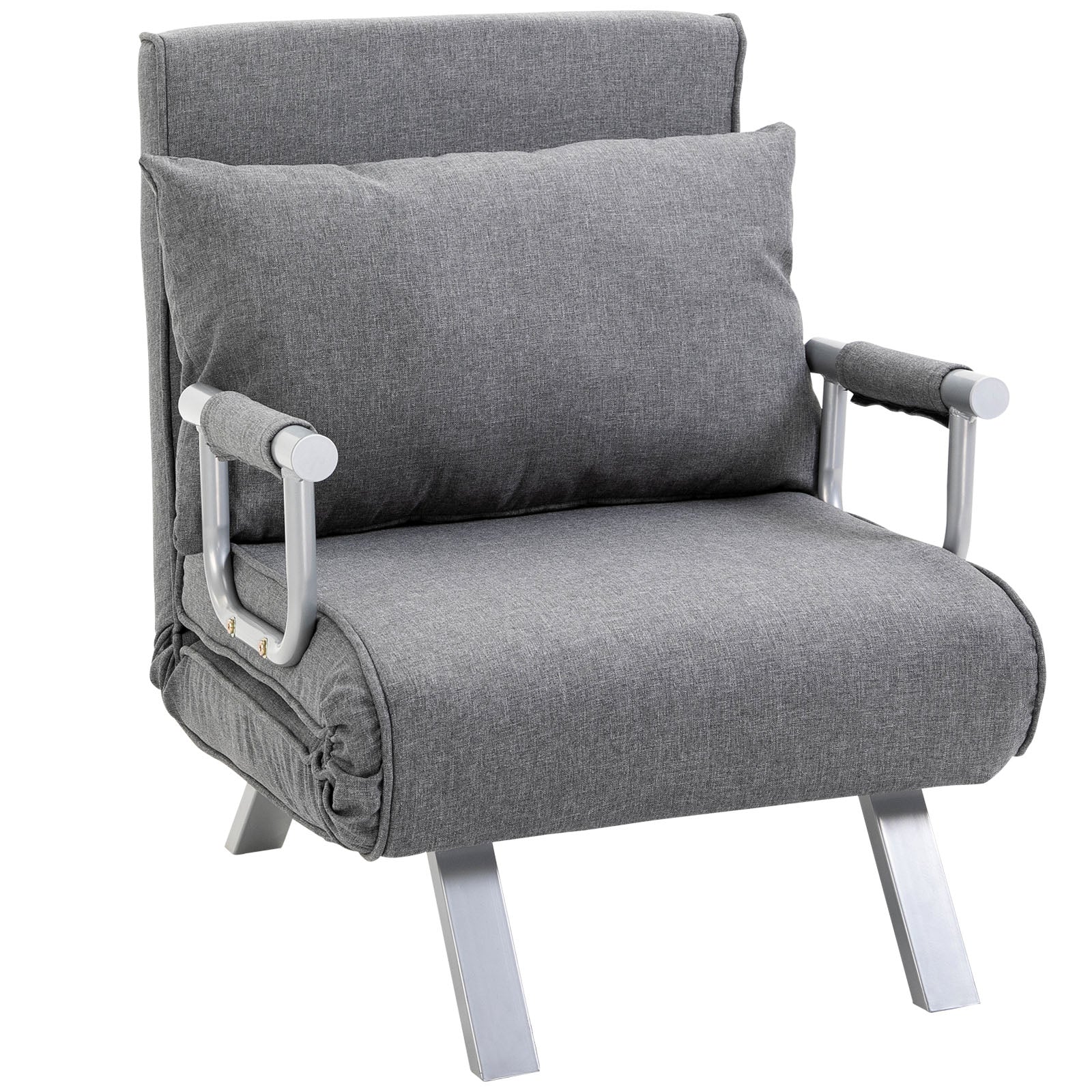 - - Sovesofa Foldbar Sovesofa Med Justerbar Ryglæn Og Hynde Gæsteseng Linnedlook Afslappende Lænestol Foldbar Lænestol Til Stue Og Soveværelse 65 69 80 Cm Lysegrå